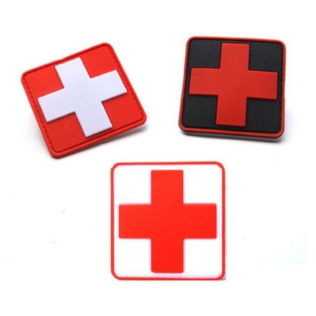Medical Red Cross Logo - 10pcs Lot 3D PVC Glue Red Cross Medical Rescue Morale Patch Tactical