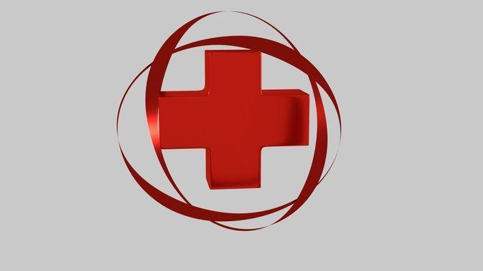 Medical Red Cross Logo - 3D model animated medical red cross