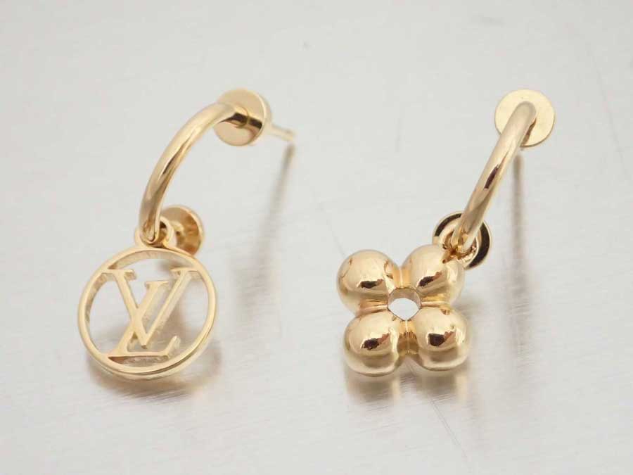 Louis Vuitton Gold Logo - BrandValue: Louis Vuitton Louis Vuitton pierced earrings logo ...