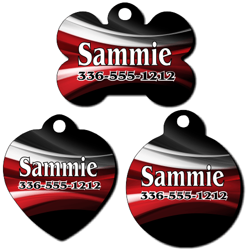 Black Swirl Logo - Personalized Red, White and Black Swirl Background Pet Tag for Dogs ...