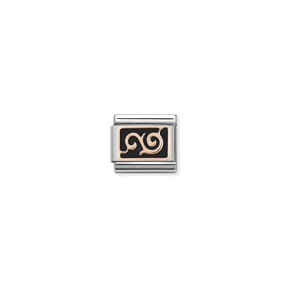 Black Swirl Logo - NOMINATION Rose Gold & Black Enamel Swirl Charms