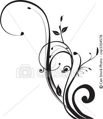 Black Swirl Logo - Vector - Beautiful black swirl floral design - stock illustration ...