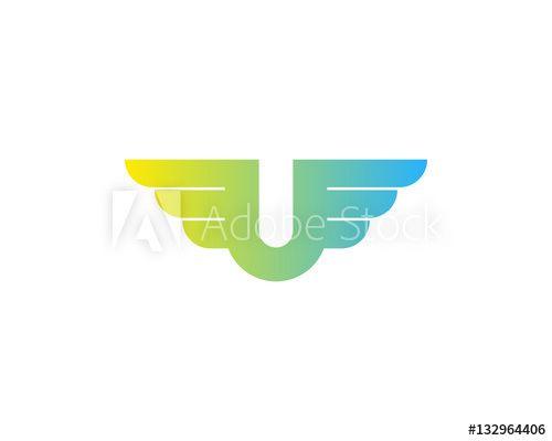 U Wing Logo - Initial Letter U Wing Logo Design Element this stock vector