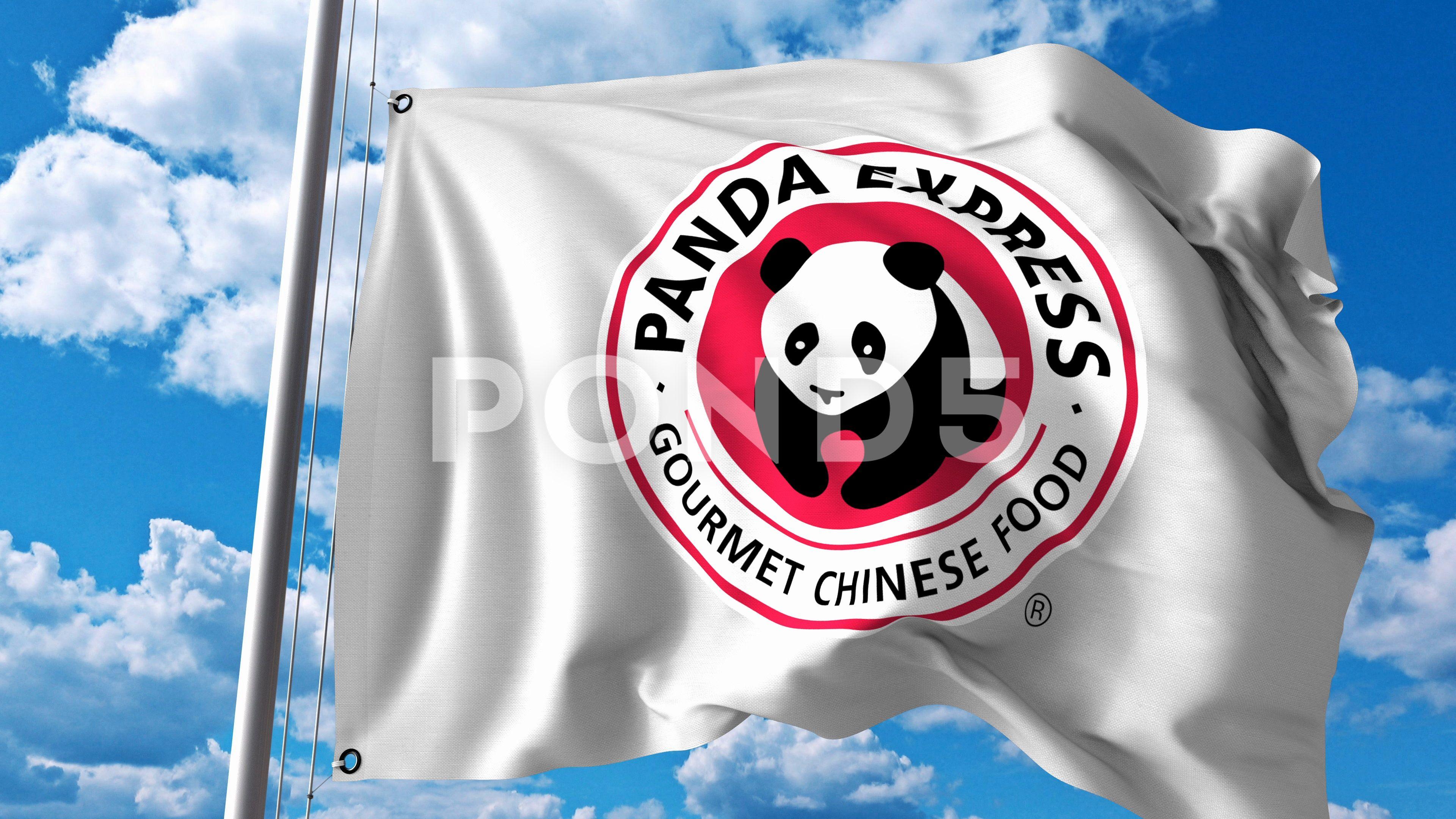 Panda Express Logo - Video: Waving flag with Panda Express logo. 4K editorial animation