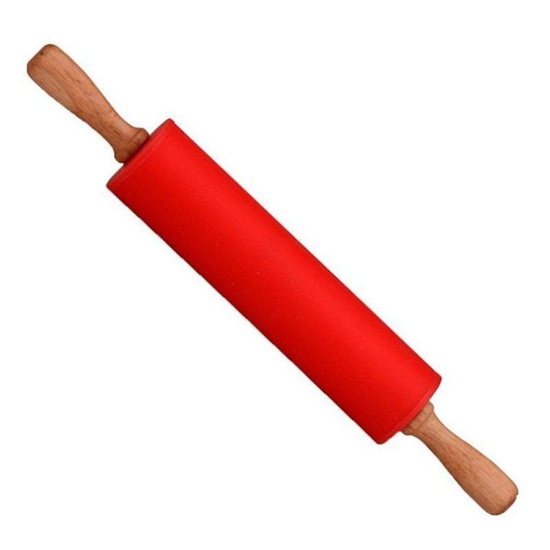 Red Rolling Pin Logo - non stick wooden silicone rolling pin silicone for kitchen