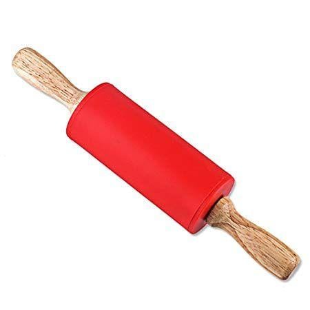 Red Rolling Pin Logo - Mmrm Non-Stick Wood Grip Silicone Rolling Pin for Children 22cm (Red ...