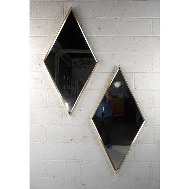 Retro Diamond Shape Logo - Vintage Diamond Shape Wall Mirrors - A Pair | Chairish