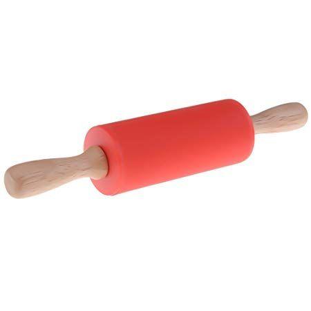 Red Rolling Pin Logo - Rolling Pin for Kids, Mini Wooden Handle Silicone Rolling Pins for ...
