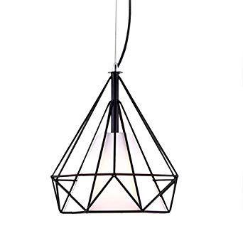 Retro Diamond Shape Logo - Modern Iron Vintage Art Diamond Shape Pendant Light Cage Rustic