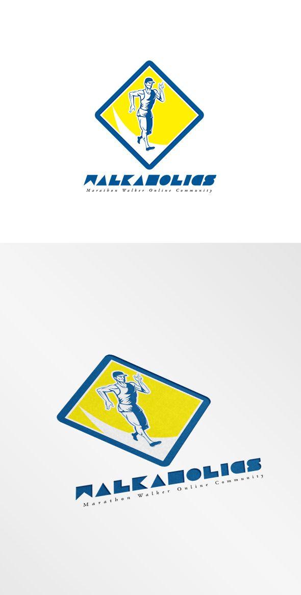 Retro Diamond Shape Logo - Walkaholics Marathon Online Community Logo on Behance