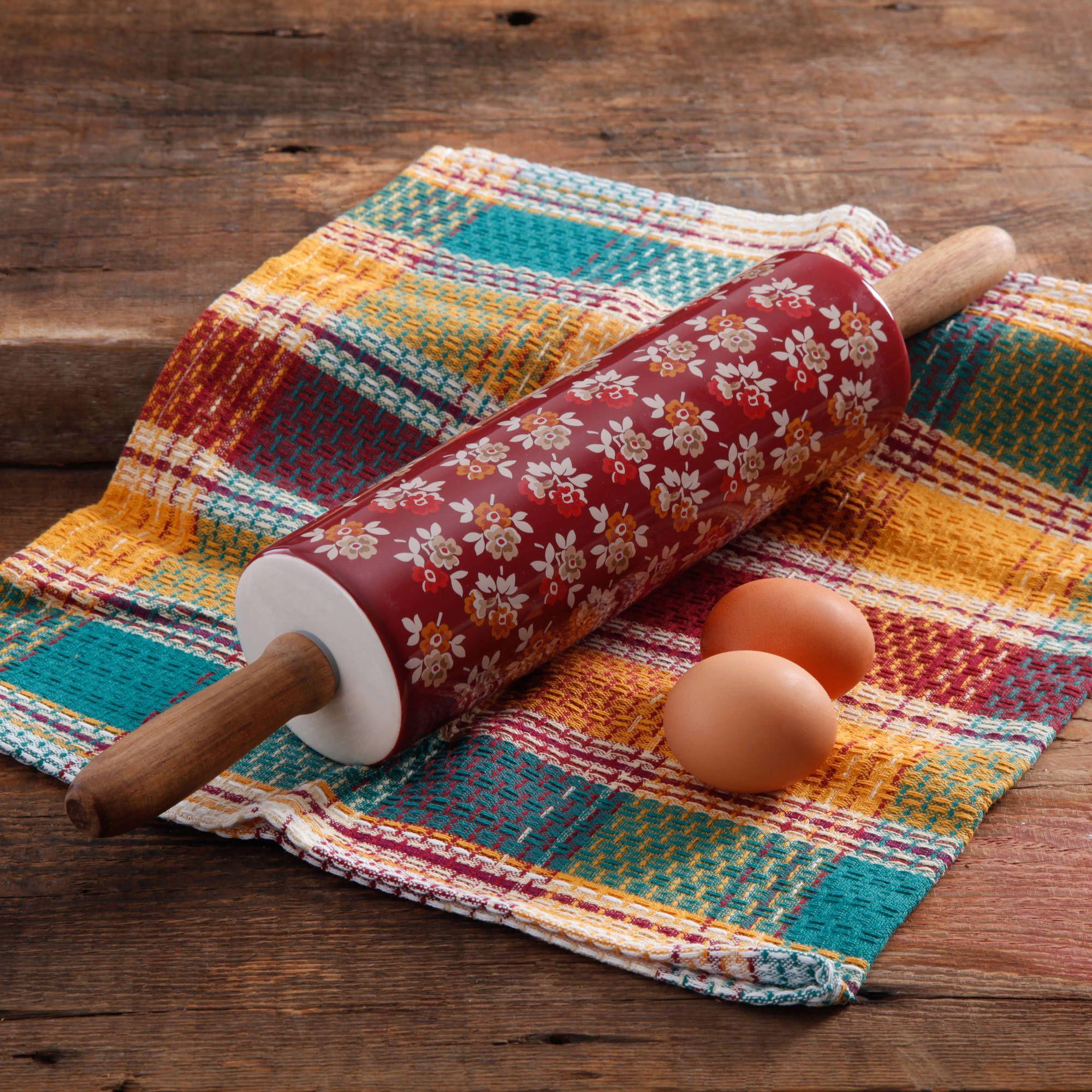 Red Rolling Pin Logo - The Pioneer Woman Fall Flowers Rolling Pin