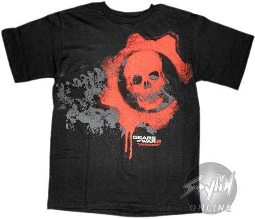 Crimson Blood Logo - Gears of War 2 Crimson Blood COG Skull Logo T Shirt Med