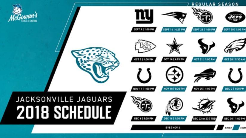 Jacksonville Jaguars 2018 Logo - Jacksonville Jaguars announce 2018 schedule