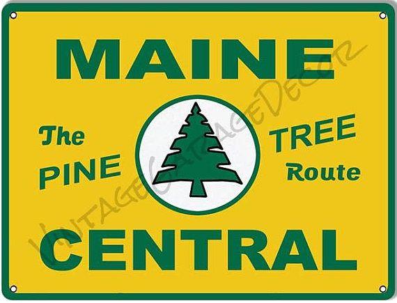 Pine Tree Maine Logo - Vintage Style Maine Central Tree Route Railroad / Train