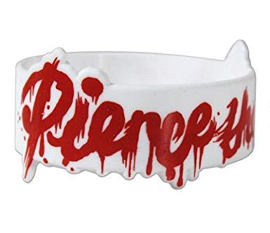 Red Veil Logo - Official Wristband PIERCE THE VEIL White RED LOGO Gift: Amazon.co.uk ...