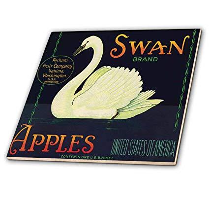 White Swan Company Logo - Amazon.com: 3dRose ct_171124_2 Swan Brand Apples Washington USA with ...