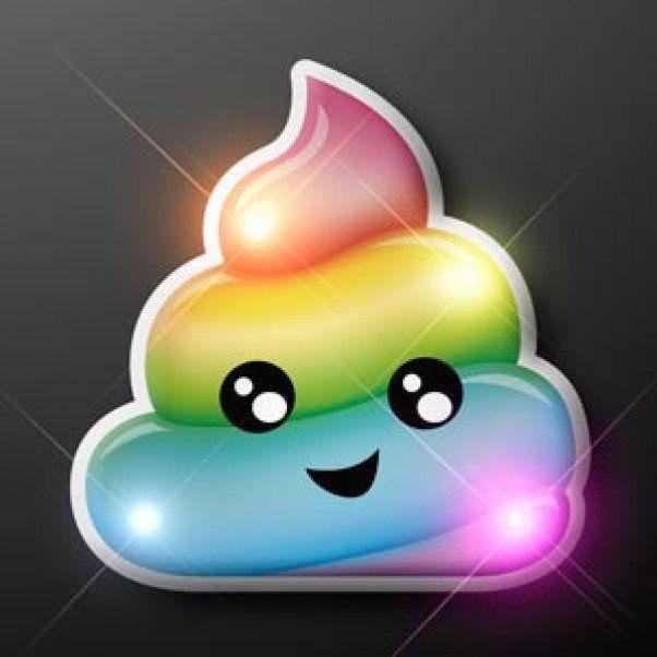 Poop Emoji Logo - Light Up Rainbow Poo Emoji LED Pin | FlashingBlinkyLights