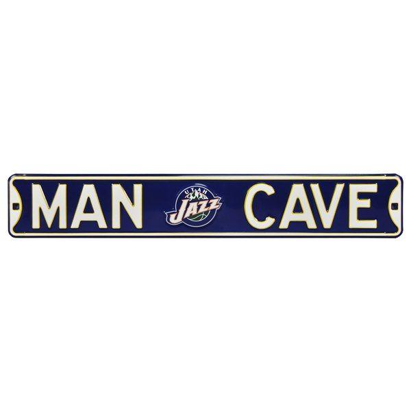 Man of Steel J Logo - Utah Jazz Navy 6 x 36 Man Cave Steel Street Sign