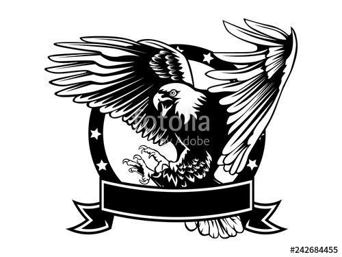 Retro Bird Logo - Eagle emblem isolated on white illustration. American eagle. Bird