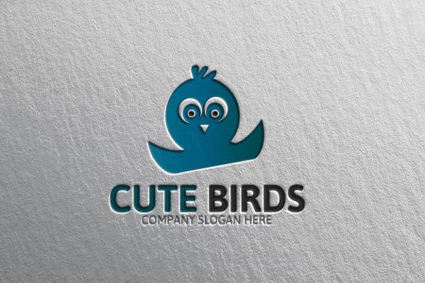 Cute Blue Bird Logo - Bird Logos PSD, AI, Vector EPS. Design Trends
