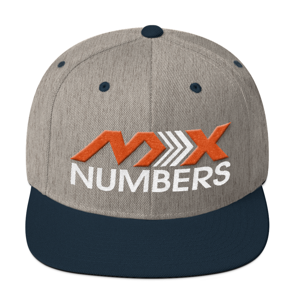 Orange and White Arrow Logo - MxNumbers Snapback Hat with Green Undervisor- Orange with White Arrow