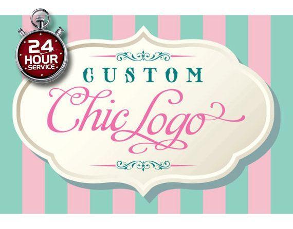 Shabby Chic Logo - Elegant logo Design, FREE PSD source file pink and mint green logo