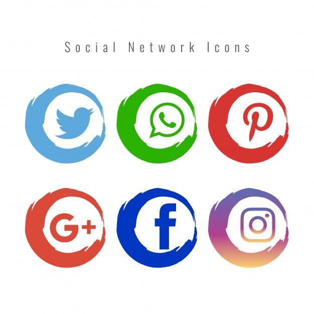 Social Media Art Logo - Set of colored social media icons Vector