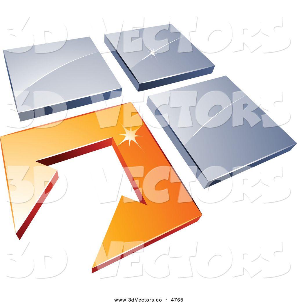 Orange and White Arrow Logo - 3d Vector Clipart of a Pre-Made Logo of a White Arrow in an Orange ...