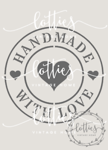 Shabby Chic Logo - STENCIL A5 HANDMADE WITH LOVE Furniture Fabric Vintage