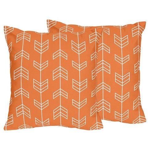 Orange and White Arrow Logo - Orange & White Arrow Throw Pillow Jojo Designs®