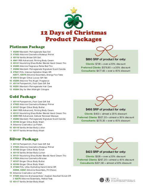 Arbonne Gold Logo - Days of Christmas Product Packages