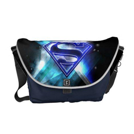 Crystal Blue and White Superman Logo - Superman Stylized | Blue White Crystal Logo Courier Bag | Superman ...