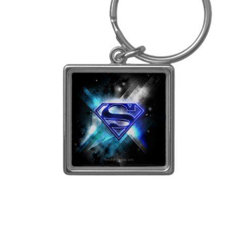 Crystal Blue and White Superman Logo - Superman Stylized | Blue White Crystal Logo Keychain | Superman ...