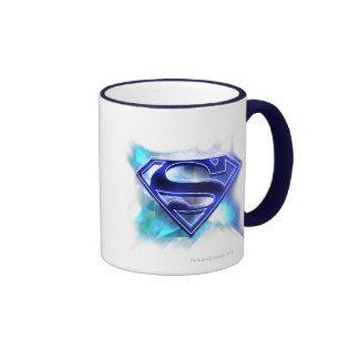 Crystal Blue and White Superman Logo - Blue-White Crystal Superman Logo Ringer Coffee Mug | Cups/Glasses ...
