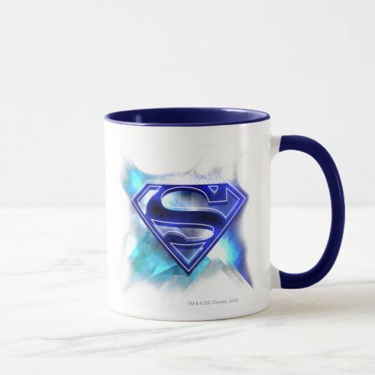 Crystal Blue and White Superman Logo - Superman Stylised | Blue White Crystal Logo Mug | Zazzle.co.uk