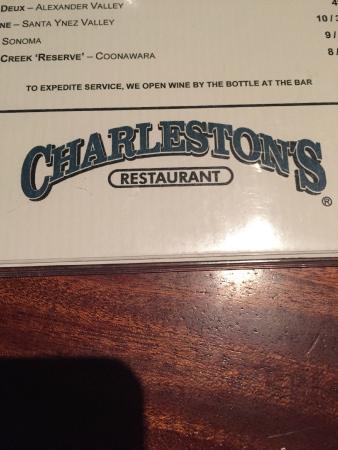 Charleston's Restaurant Logo - Menu front! of Charleston's Restaurant, Fort Worth