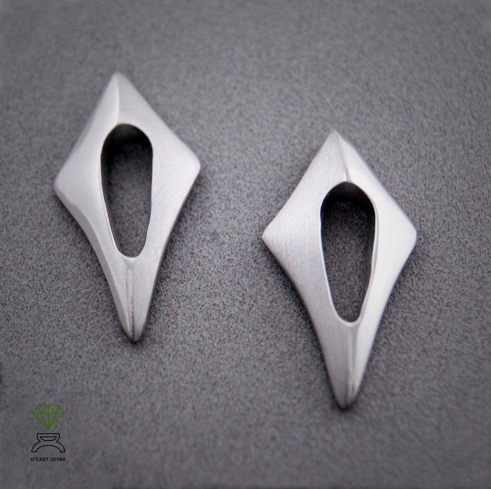 Two Rhombus Logo - Two rhombus silver earrings, Small silver earrings, Minimalist ...