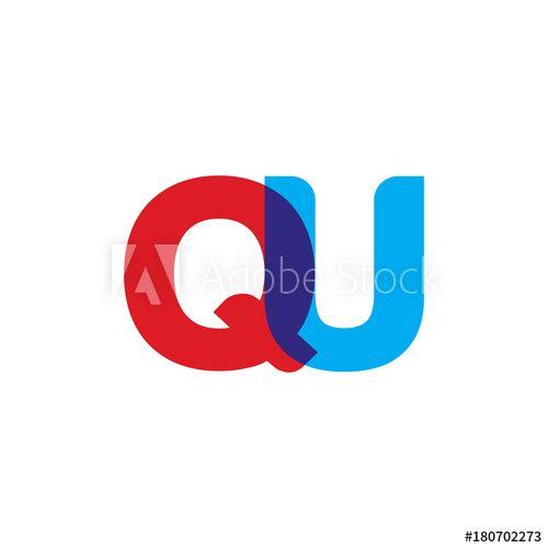 Red Qu Logo - Initial letter QU, overlapping transparent uppercase logo, modern