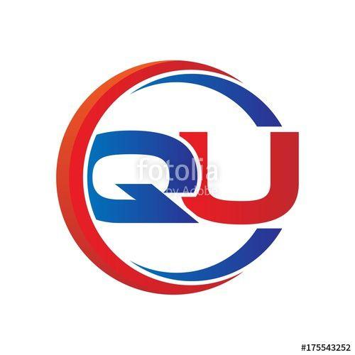 Red Qu Logo - qu logo vector modern initial swoosh circle blue and red Stock