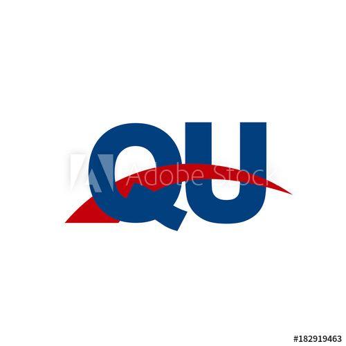 Red Qu Logo - Initial letter QU, overlapping movement swoosh logo, red blue color ...