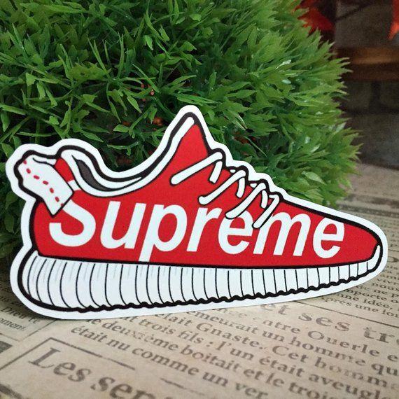 Red Qu Logo - Logo Supreme Red Shoe Hipster Graphic Art Waterproof Die Cut