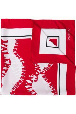 Red Qu Logo - Valentino Logo twill foulard Red Womens Scarves PQSQU-104752 Black ...