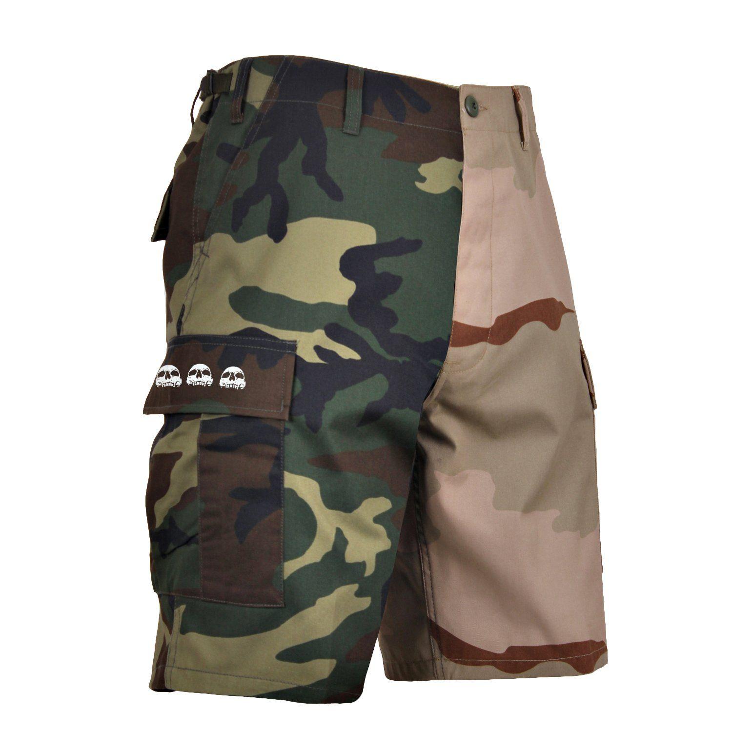 Camo Famous Stars and Straps Logo - Triple Dead Camo Split Shorts – Famous Stars and Straps