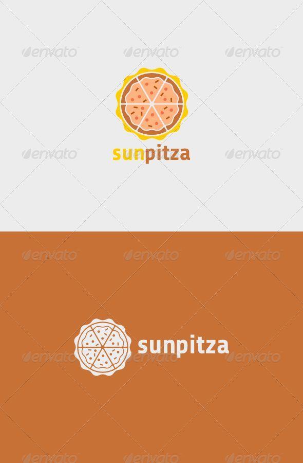 Sun Circle Logo - Sun Pitza Logo- A simple logo template suitable for a pizza, food