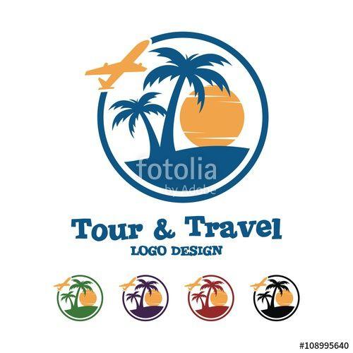 Sun Circle Logo - Travel And Tour Logo Design, Palm, Plane, Sun, Circle Design Logo ...