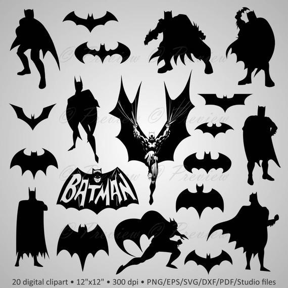 Cartoon Bat Logo - Buy 2 Get 1 Free Digital Clipart Silhouettes | Etsy
