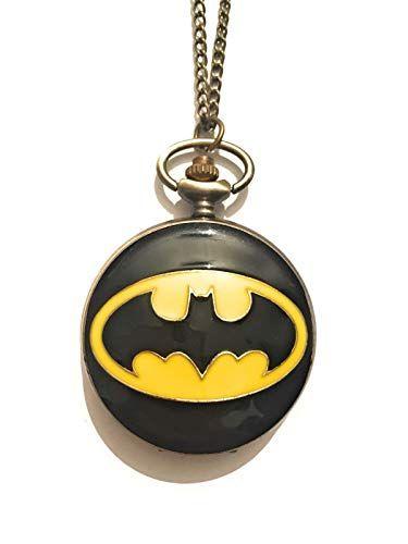 Cartoon Bat Logo - Men Metal Nickel Free Batman Superhero Comics Cartoon Clock Necklace ...