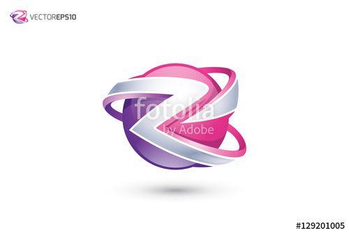 Purple Letter Z Logo - Abstract Letter Z Logo - 3D Sphere Logo