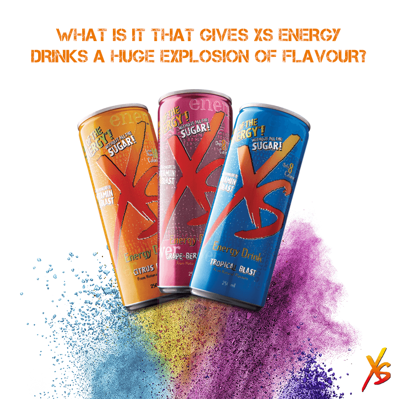 XS Blast Logo - What is it that gives XS Energy Drinks a huge explosion of flavour