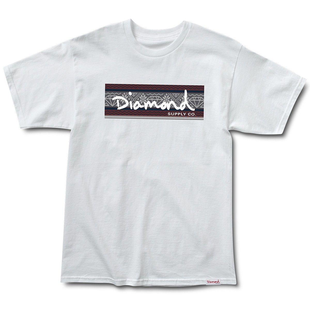 White Diamond Supply Logo - Diamond Supply Co. Fairisle Box Logo T-Shirt - White
